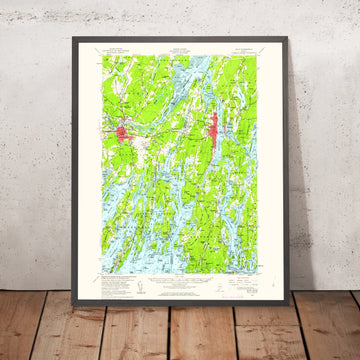Old Map of Bath, Maine by USGS, 1957 – Brunswick, Merrymeeting Bay & Kennebec River