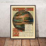 Reiseplakat Comer See, Lago Maggiore & Luganersee: Gotthard-Bahn von Gabriele Chiattone, 1892 