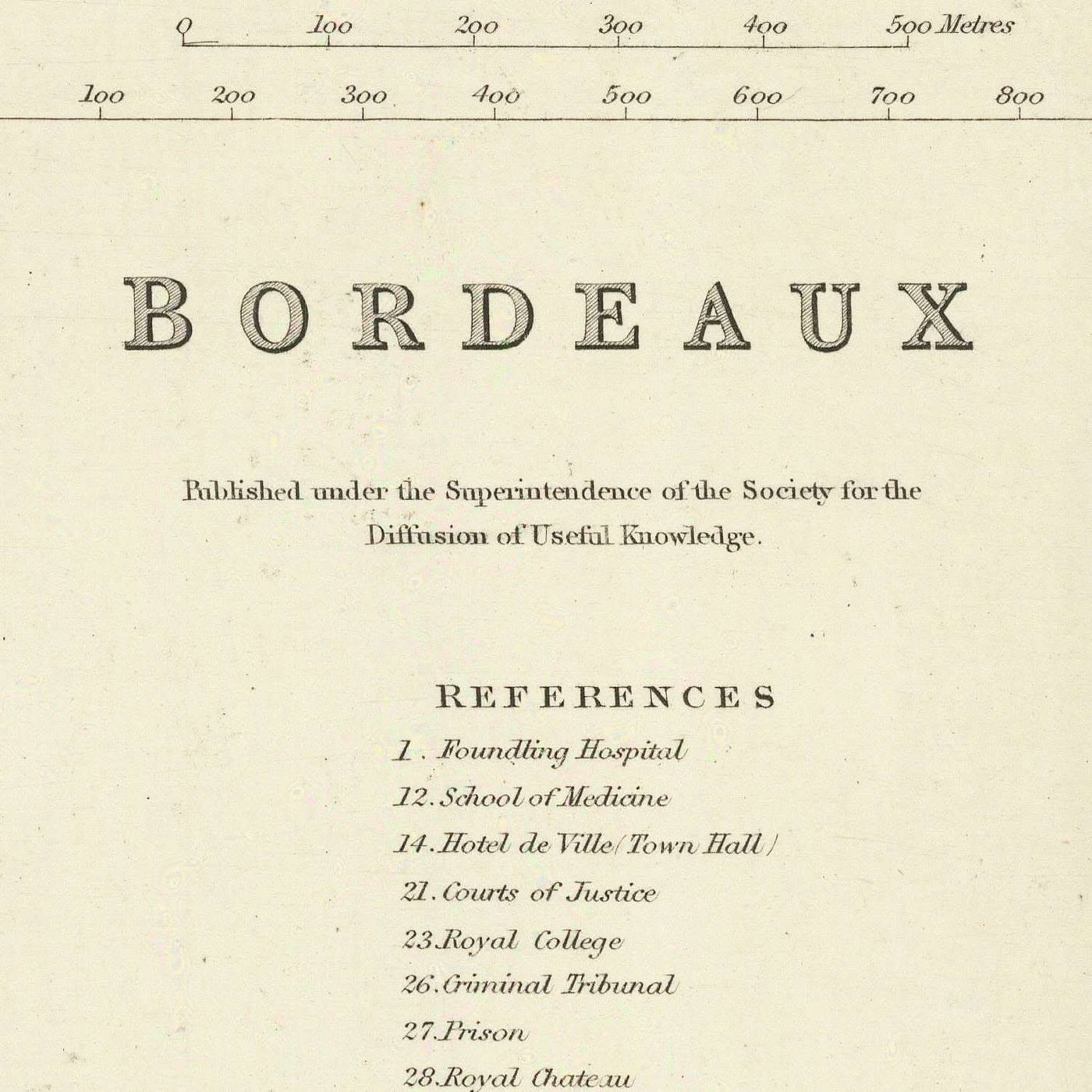 Mapa antiguo de Burdeos, 1870: Chartrons, Bastide, Quai des Chartrons, Église St. Michel, Jardin Public