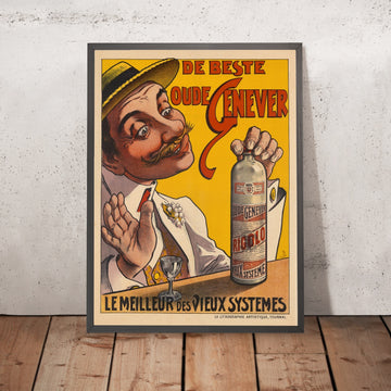 A framed image of Elixir des Alpes Vintage Genever Poster, 1900
