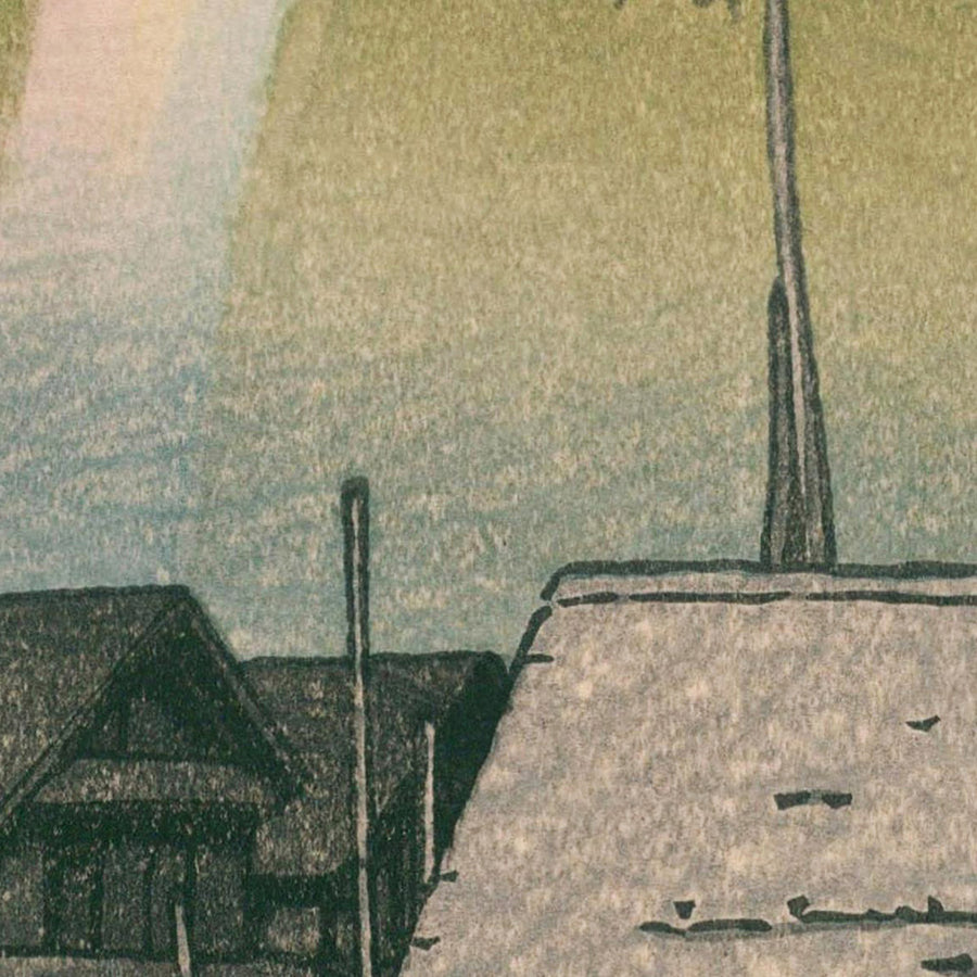 Arco iris sobre Kanita en la Prefectura de Aomori por Hasui Kawase, 1935 