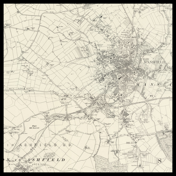 Una vecchia mappa Ordnance Survey di Mansfield