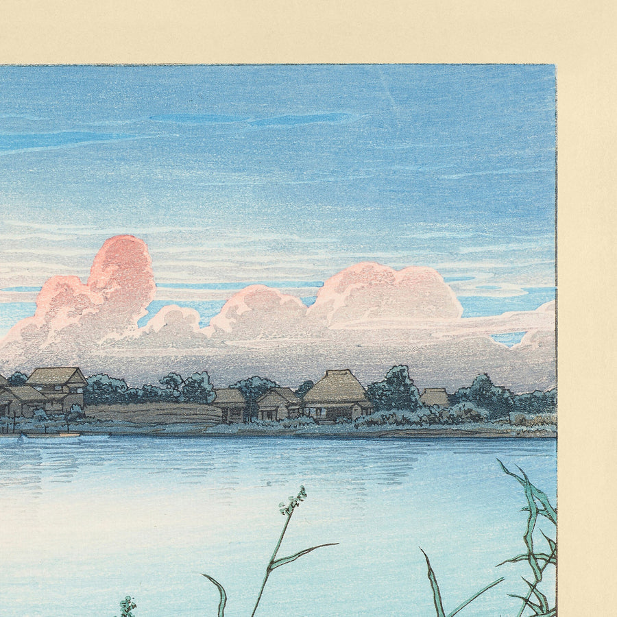 Velero en un lago en el otoño temprano, Urayasu de Hasui Kawase 1935 