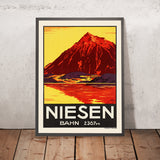 Poster da viaggio dell'Oberland Bernese, Svizzera: Niesen. Bahn 2367m 
