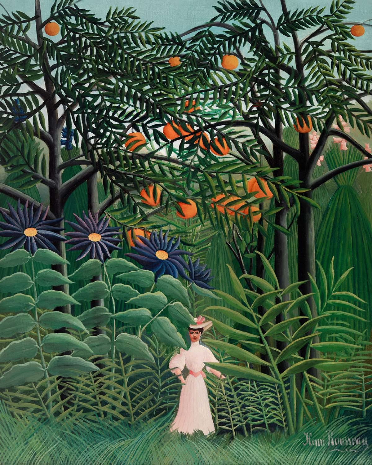 Mujer caminando en un bosque exótico, Henri Rousseau, 1905