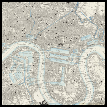 Una vecchia mappa Ordnance Survey di Canary Wharf