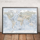 Modern World Map by Ray&Co, 2026: Borders and Capitals, Gall Projection, Bathymetry