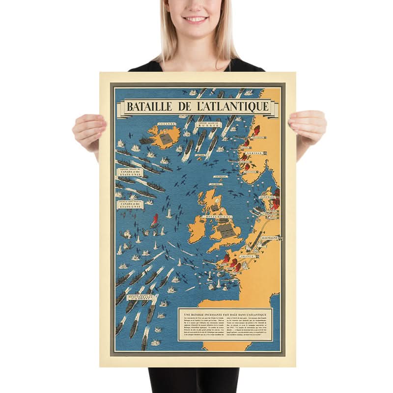 Ancienne carte picturale de la bataille de l&