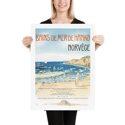 Hankø, Norway Travel Poster: Bains de mer de Hankø by Thorolf Holmboe, 1904