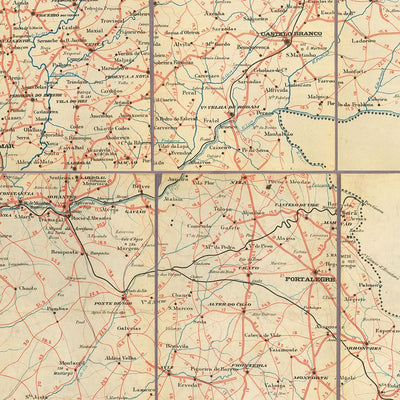 Mapa antiguo y raro de Portugal, 1926: Lisboa, Oporto, costa atlántica, fronteras, tema automovilístico