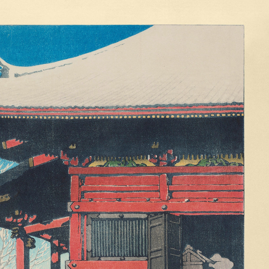 Templo Kannon de Asakusa después de la nieve, Tokio por Hasui Kawase 1935 