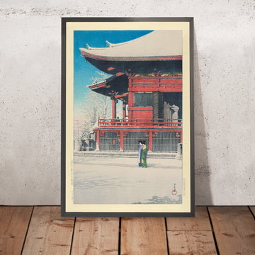 Un’immagine incorniciata del Tempio Asakusa Kannon dopo la neve, Tokyo, di Hasui Kawase, 1935