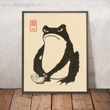 Angry Frog, Whisking Tea by Hiroshige II, 1851
