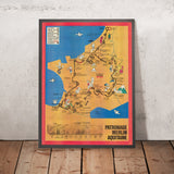 Old Tour De France Map by Dero, 1978: Route & Stages, Hinault's First Victory