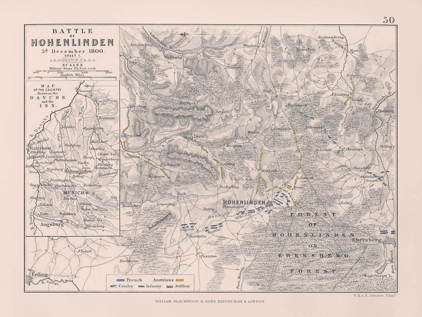 Batalla de Hohenlinden, 3 de diciembre de 1800, por AK Johnston, 1800