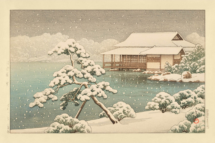 Snow at Kiyosumi Park by Hasui Kawase 1935