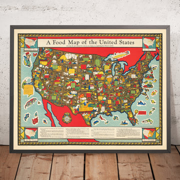 Ancienne carte alimentaire des États-Unis, 1932 : Volaille, Agriculture, Viandes, Poissons, Créatures marines 