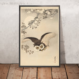 Scops Owl, Cherry Blossoms, and Moon by Ohara Koson