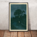 Dark River with Fireflies (Minuma River, Ômiya) by Hasui Kawase, 1935