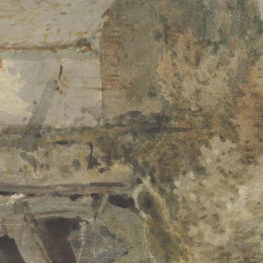 Mulino ad acqua vicino a un ruscello che scorre di Turner, 1795 