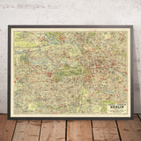 Mappa antica di Berlino di Stilke, 1936: Olimpiadi, Grunewald, Tiergarten, Kurfürstendamm, Unter den Linden 