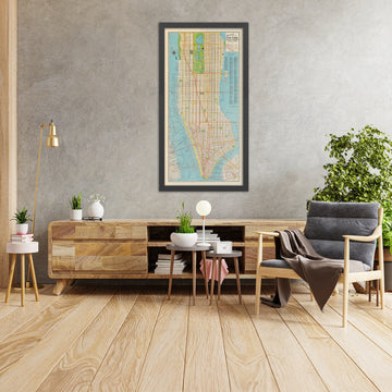 Large Old Transit Map of Manhattan by Nostrand, 1930: Central Park, Penn Station, Grand Central, Broadway, Harlem