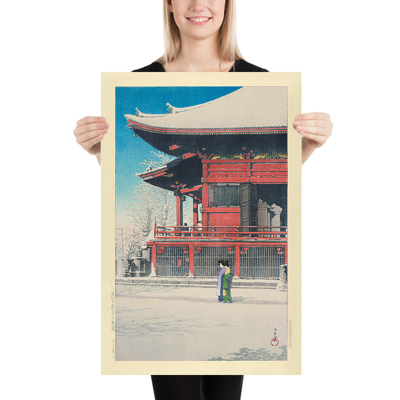 Templo Kannon de Asakusa después de la nieve, Tokio por Hasui Kawase 1935 