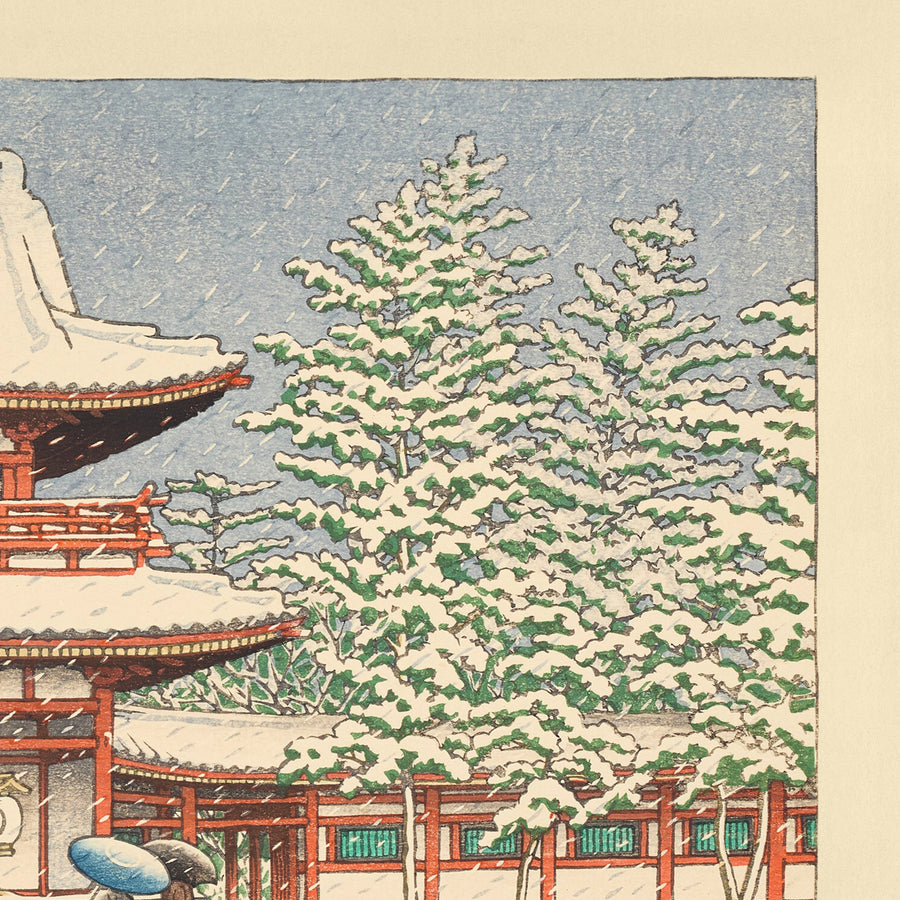 Nieve en el Santuario Heian, Kioto por Hasui Kawase, 1935 