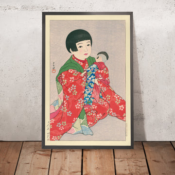 Una imagen enmarcada de Child with Doll de Hasui Kawase, 1935