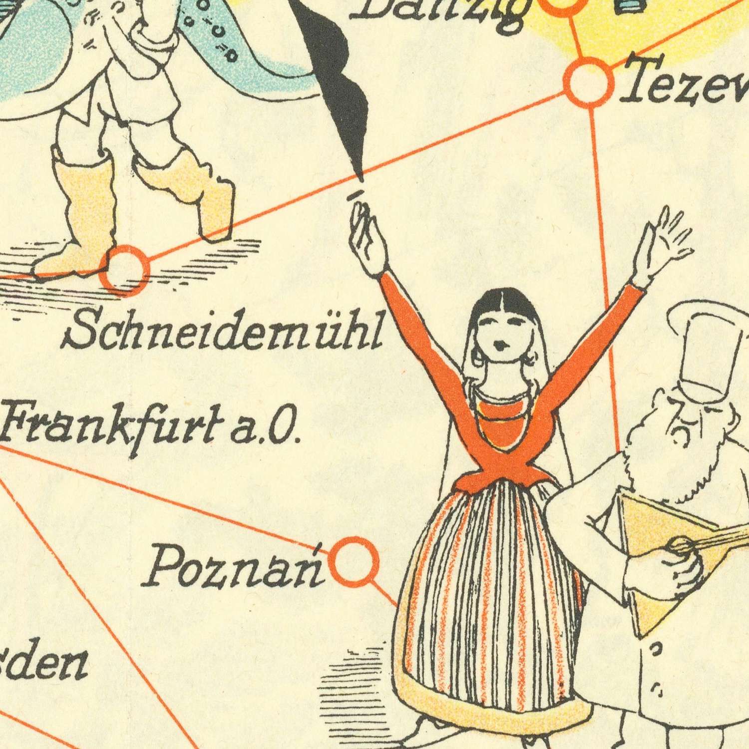 Old Pictorial Map of Switzerland by Gauchet, 1931: Railway connections ...