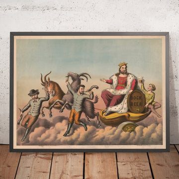 A framed image of Vintage Bock Beer Poster by Henry Jerome Schile, 1881