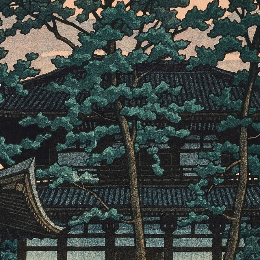 Templo Kiko, Prefectura de Nara por Hasui Kawase 1935 