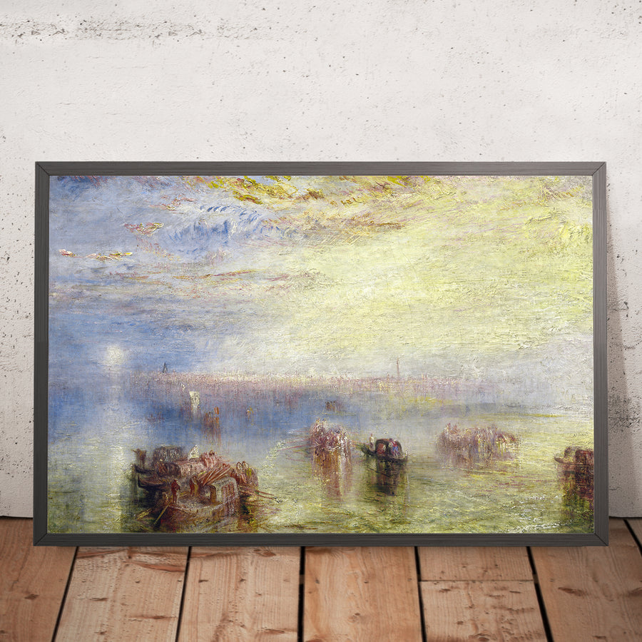 A framed image of Approach to Venice by Turner, 1844