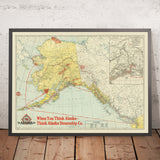 Old Alaska Steamship Co. Route & Railway Map, 1917: Anchorage, Fairbanks, Juneau, Denali NP, Inside Passage