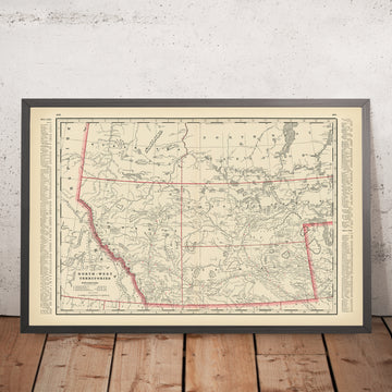 Old Map of Canada’s North-West Territory by Cram, 1891: Edmonton, Calgary, Railroads