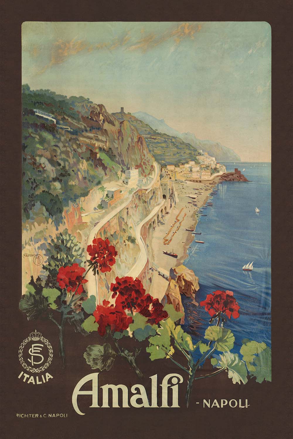 Amalfi Travel Poster: Amalfi – Napoli by Mario Borgoni