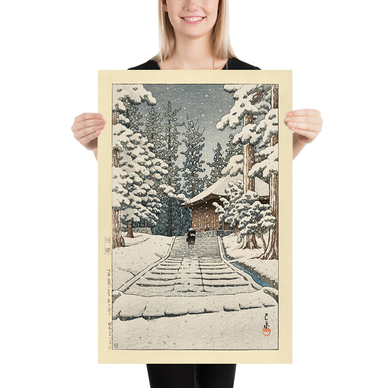 Konjiki Hall at Hiraizumi by Hasui Kawase 1935