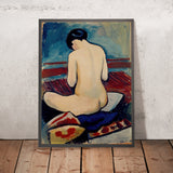 Sitting Nude with Pillow by August Macke, 1911