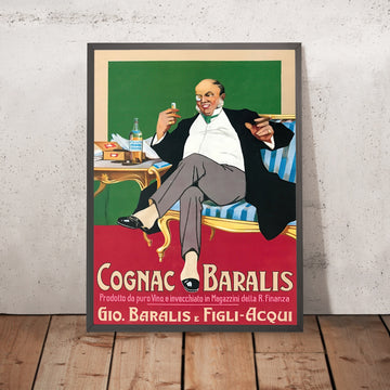A framed image of Cognac Baralis Vintage Cognac Poster, 1915