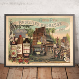 Bruxelles Kermesse Vintage Drinks Advertising Poster by Pierre Sauvage, 1910