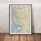 Mappa antica di San Jose, California, 1951: Bay Area, San Francisco, Silicon Valley 