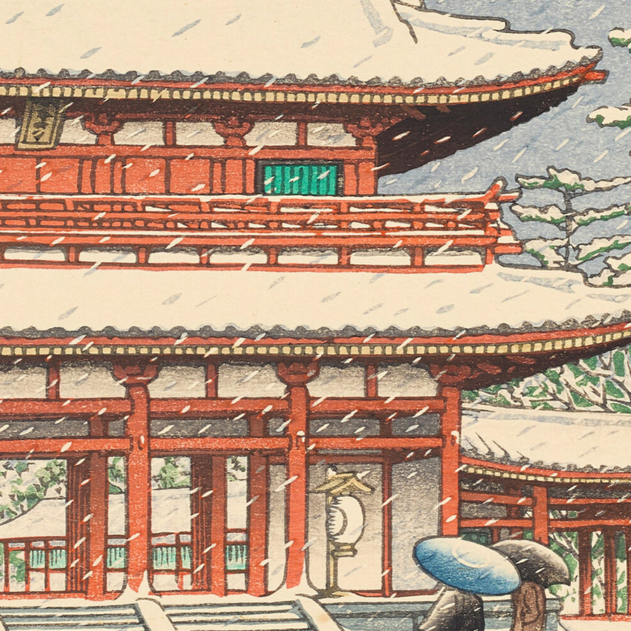 Nieve en el Santuario Heian, Kioto por Hasui Kawase, 1935 