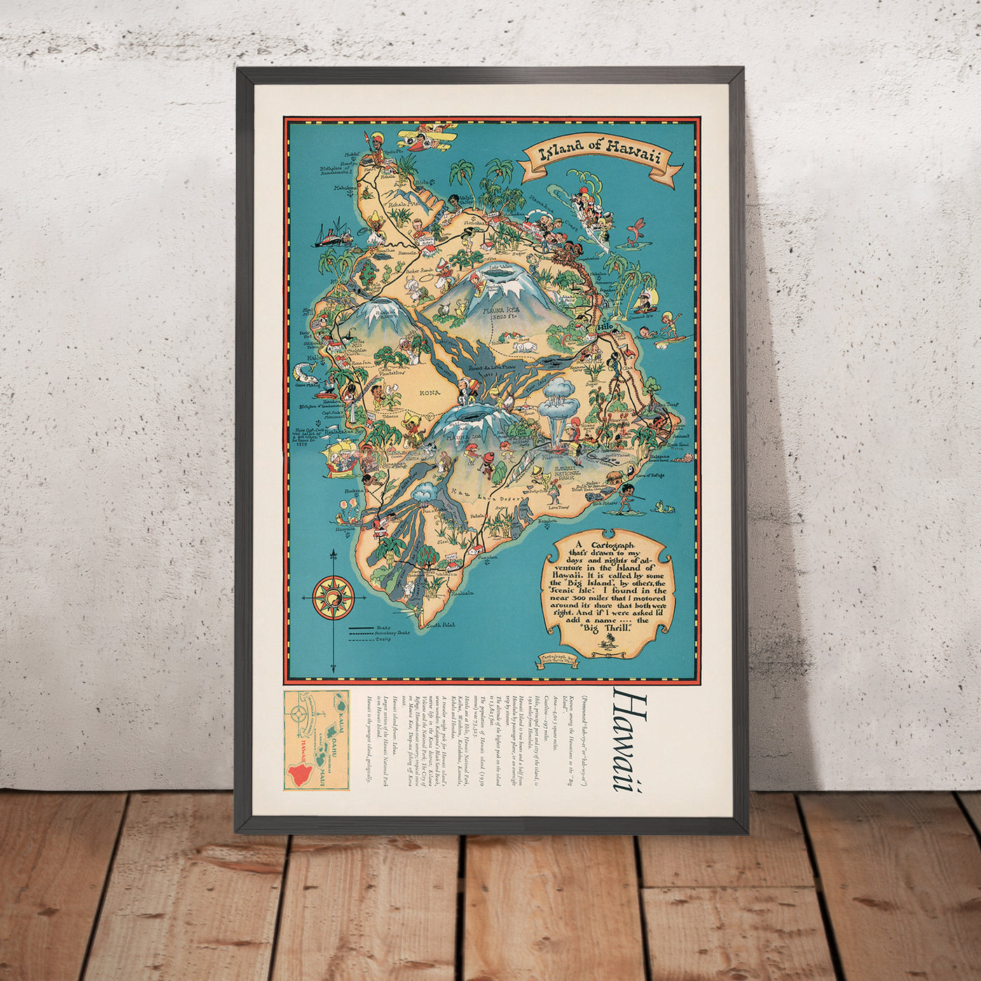 Vintage Pictorial Map of the Big Island, Hawaii, 1935