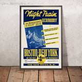 Boston Reiseplakat: Nachtzug Economy, Boston – New York über Providence 