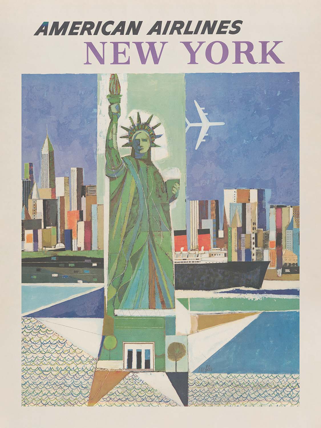 New York Travel Poster: American Airlines by Webber, 1964