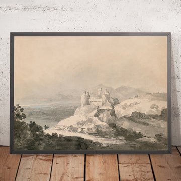 A framed image of Harlech Castle, Wales, from the South by Turner, 1794