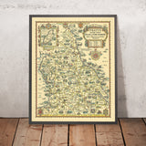 Pratt's Map of Northern England by AE Taylor, 1932