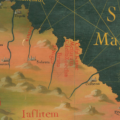 Old Medici Map of Libya and Tunisia by Buonsignori, 1579: Tripoli, Carthage, Mare Mediterraneo, Numidia