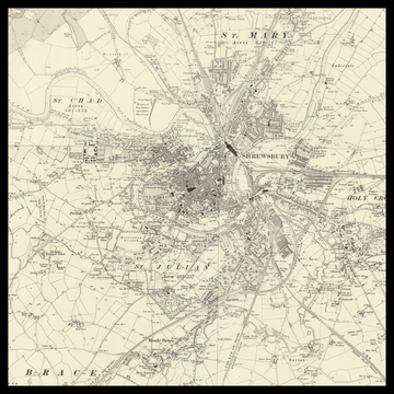 An old Ordnance Survey map of Shrewsbury