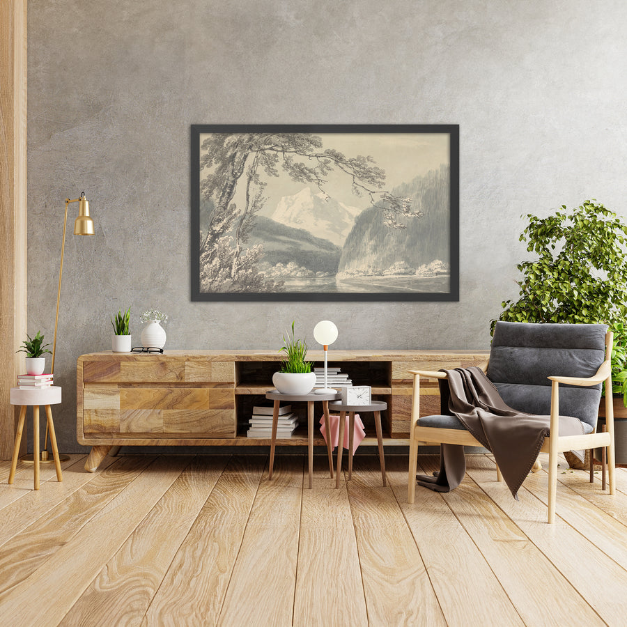 A framed image of Near Grindelwald by Turner, 1796